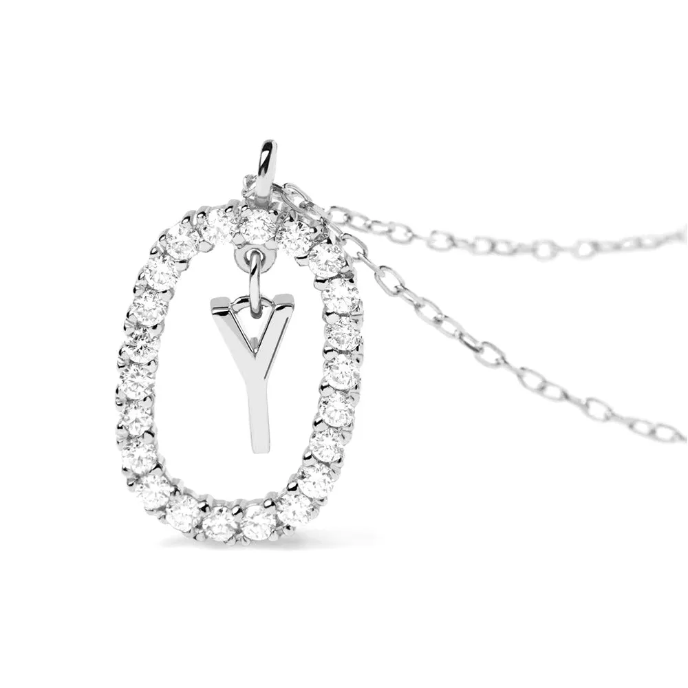 Moissanite Letter Y Dangle Pendant Necklace