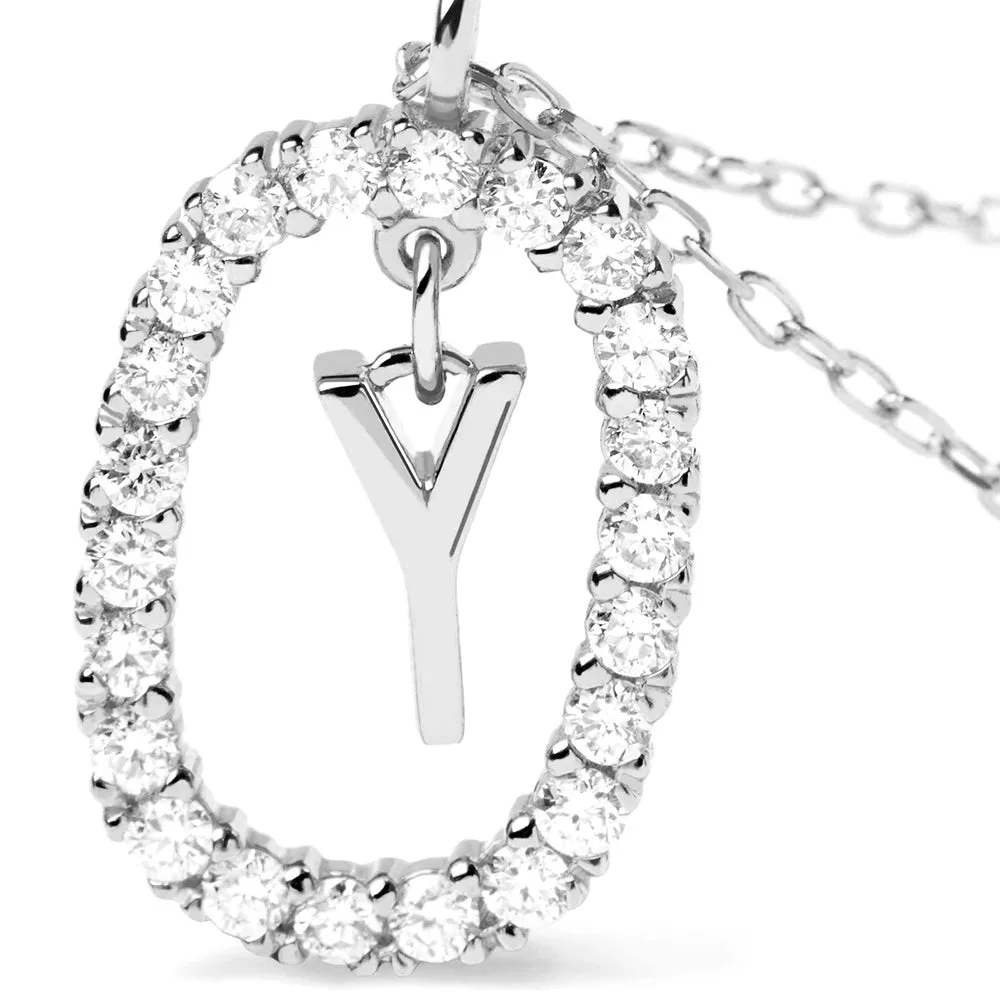 Moissanite Letter Y Dangle Pendant Necklace