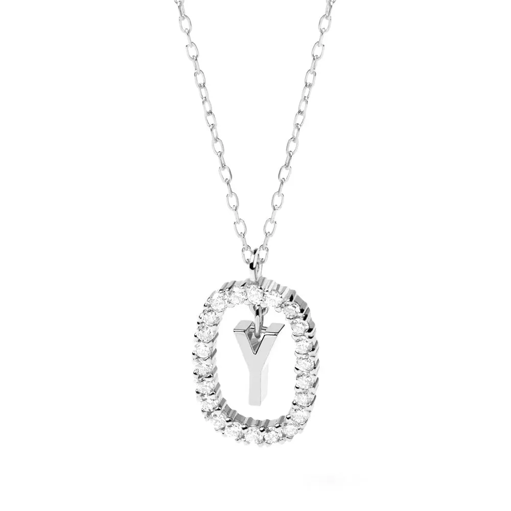 Moissanite Letter Y Dangle Pendant Necklace