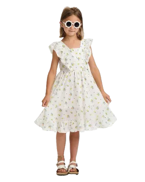 NICOLE MILLER GIRLS SS24 Jacquard Tulle Floral Dress