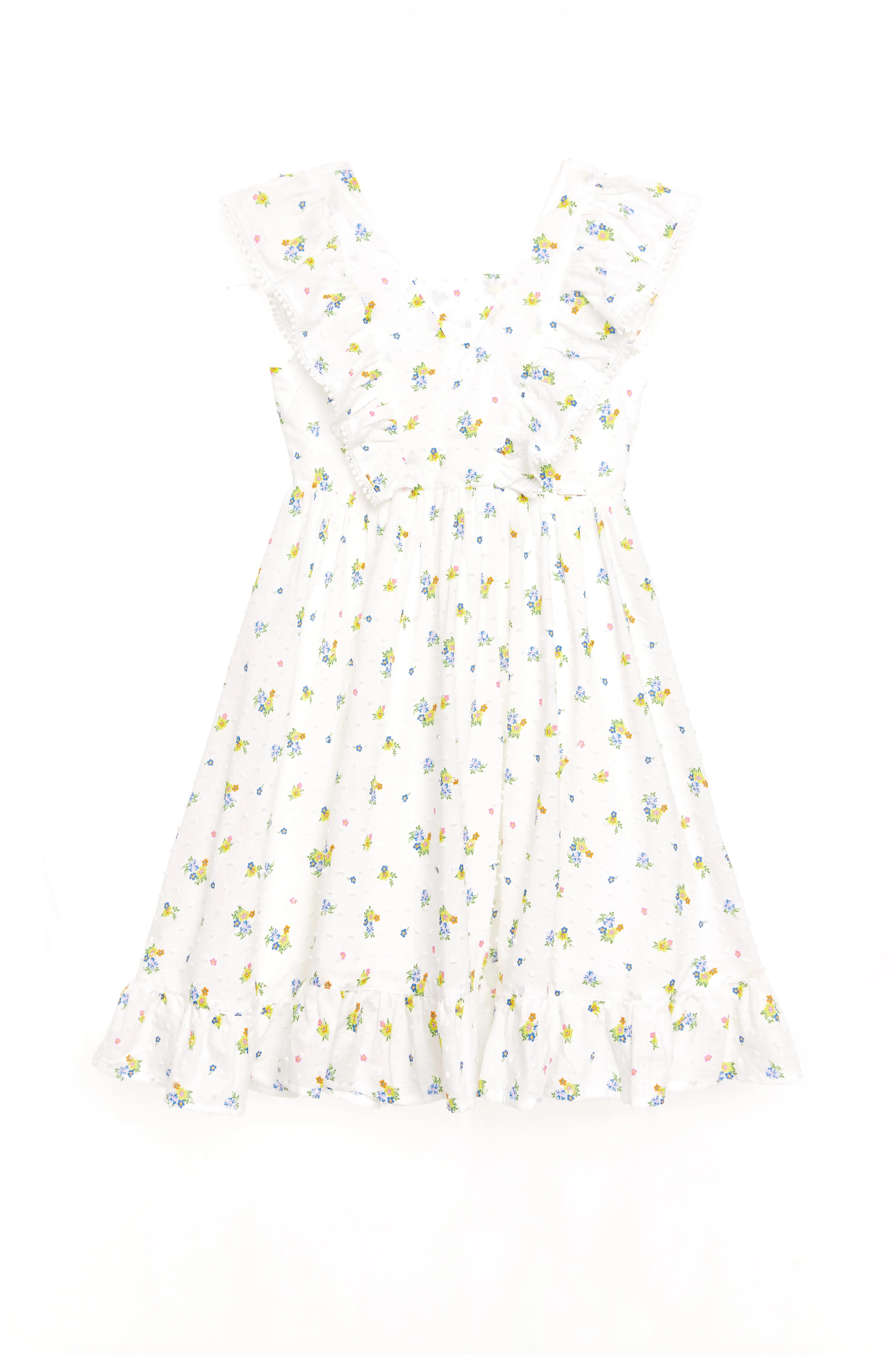 NICOLE MILLER GIRLS SS24 Jacquard Tulle Floral Dress