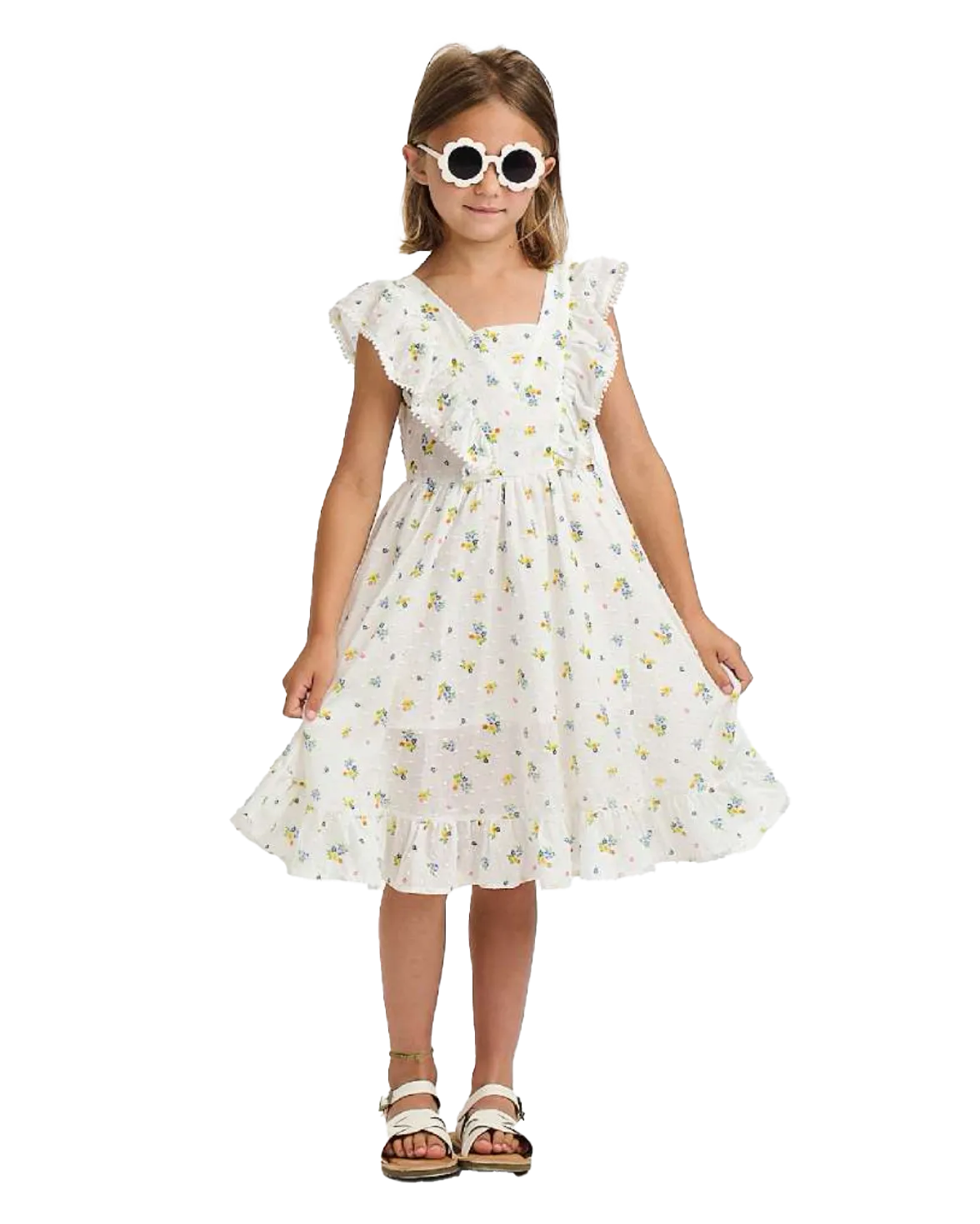 NICOLE MILLER GIRLS SS24 Jacquard Tulle Floral Dress