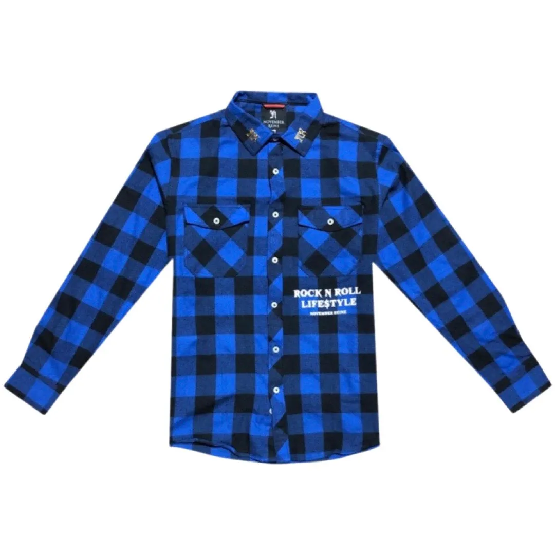 November Reine Roll Flannel In Blue