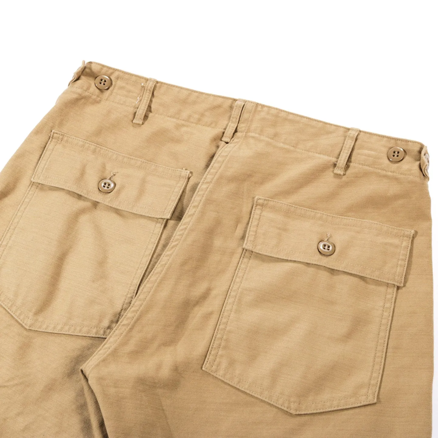 ORSLOW SLIM FIT FATIGUE PANTS KHAKI REVERSE SATEEN