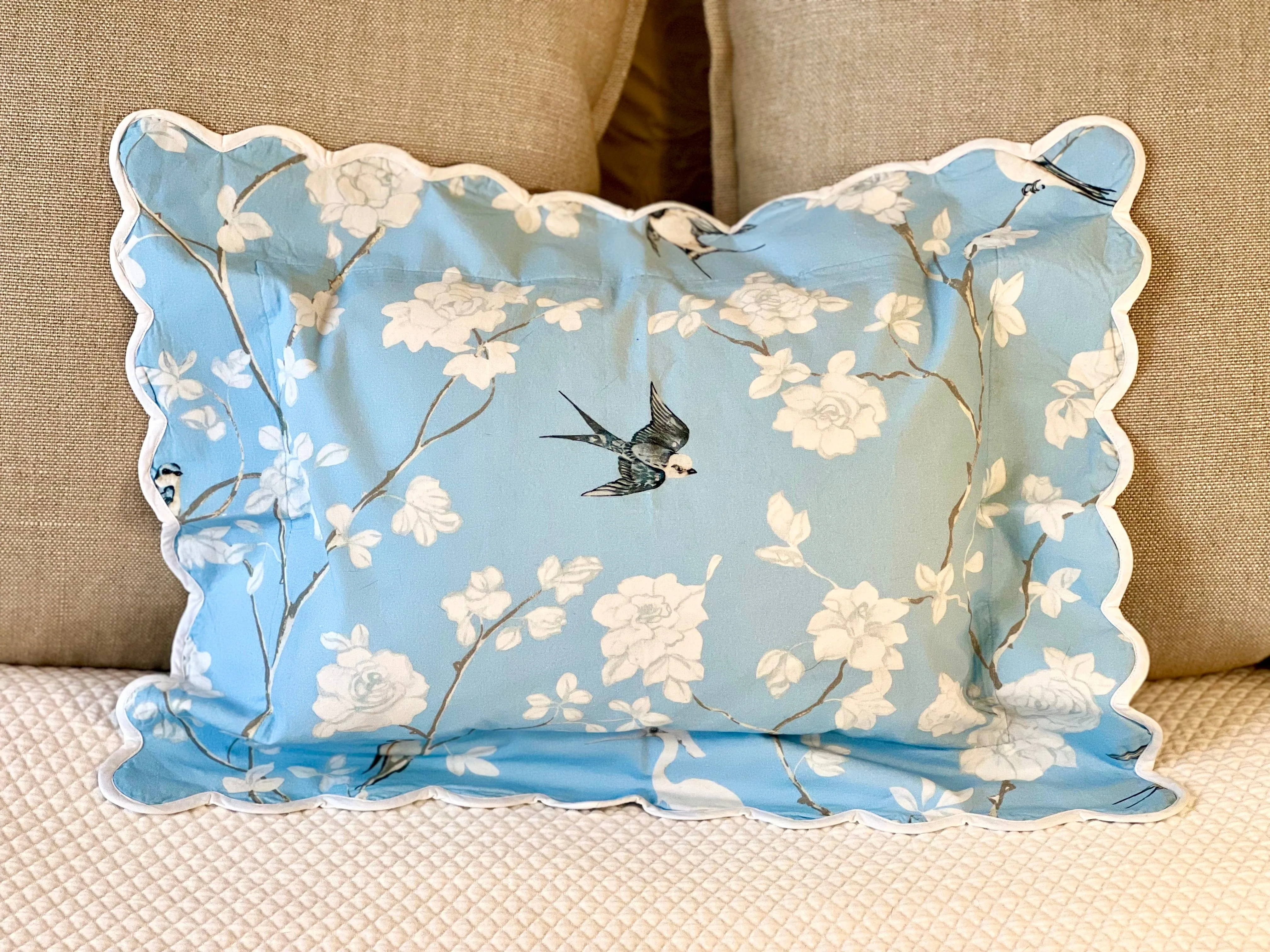 Pale Blue Gardenia Boudoir Sham