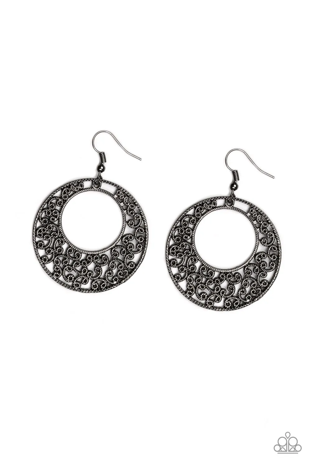 Paparazzi Wistfully Winchester Black Earrings