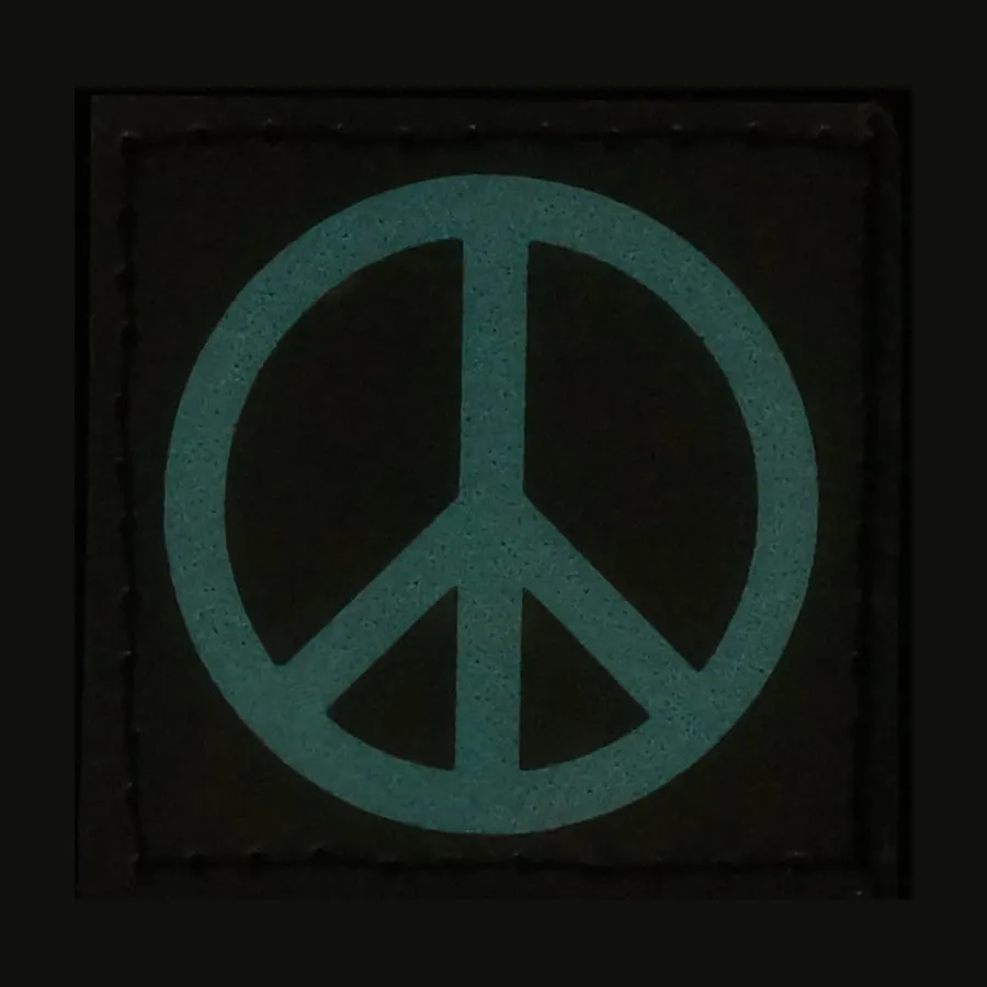 PEACE SIGN PATCH - BLUE GLOW IN THE DARK