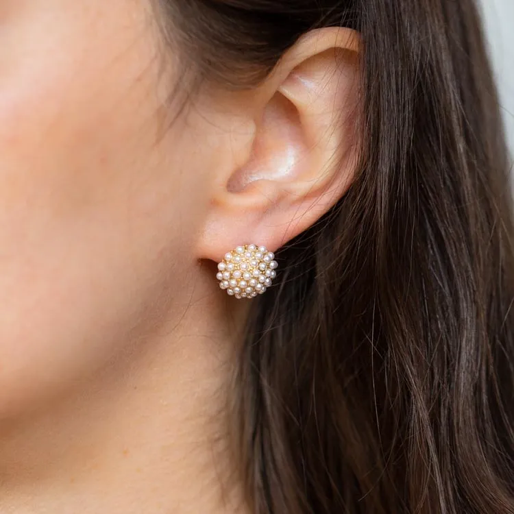 Pearl Pave Stud Earrings