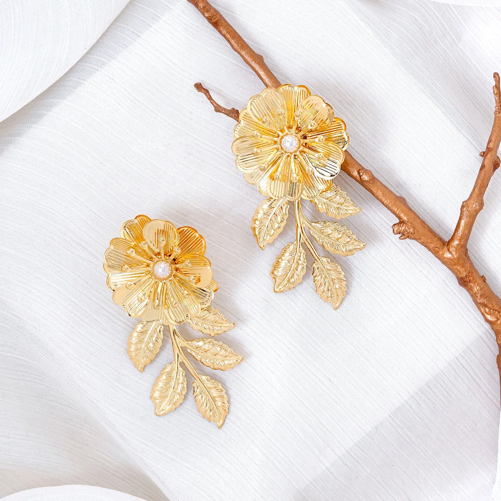 Poinsettia Gold Earrings