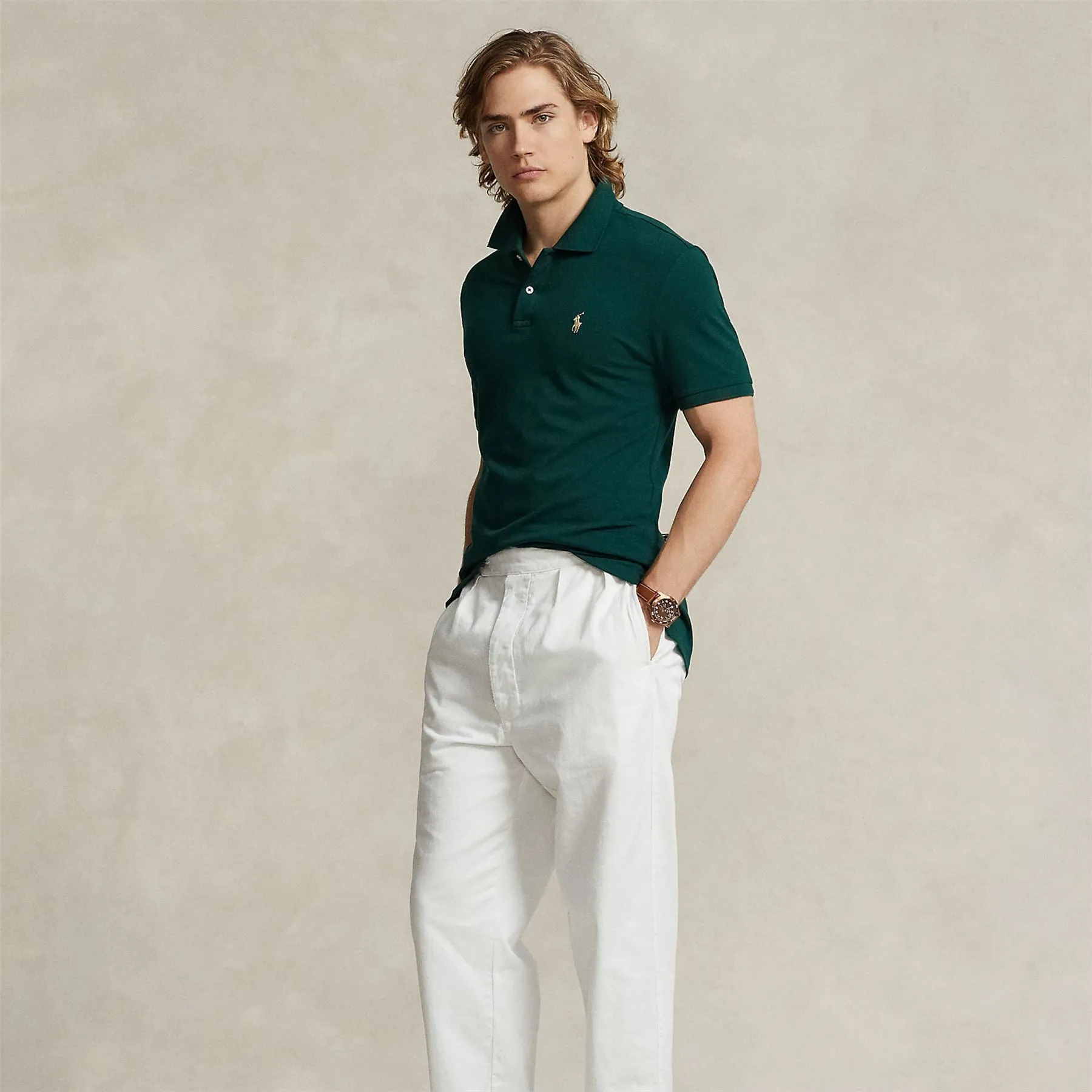 Polo Golf Performance Stretch Mesh Polo Hunt Club Green - AW23