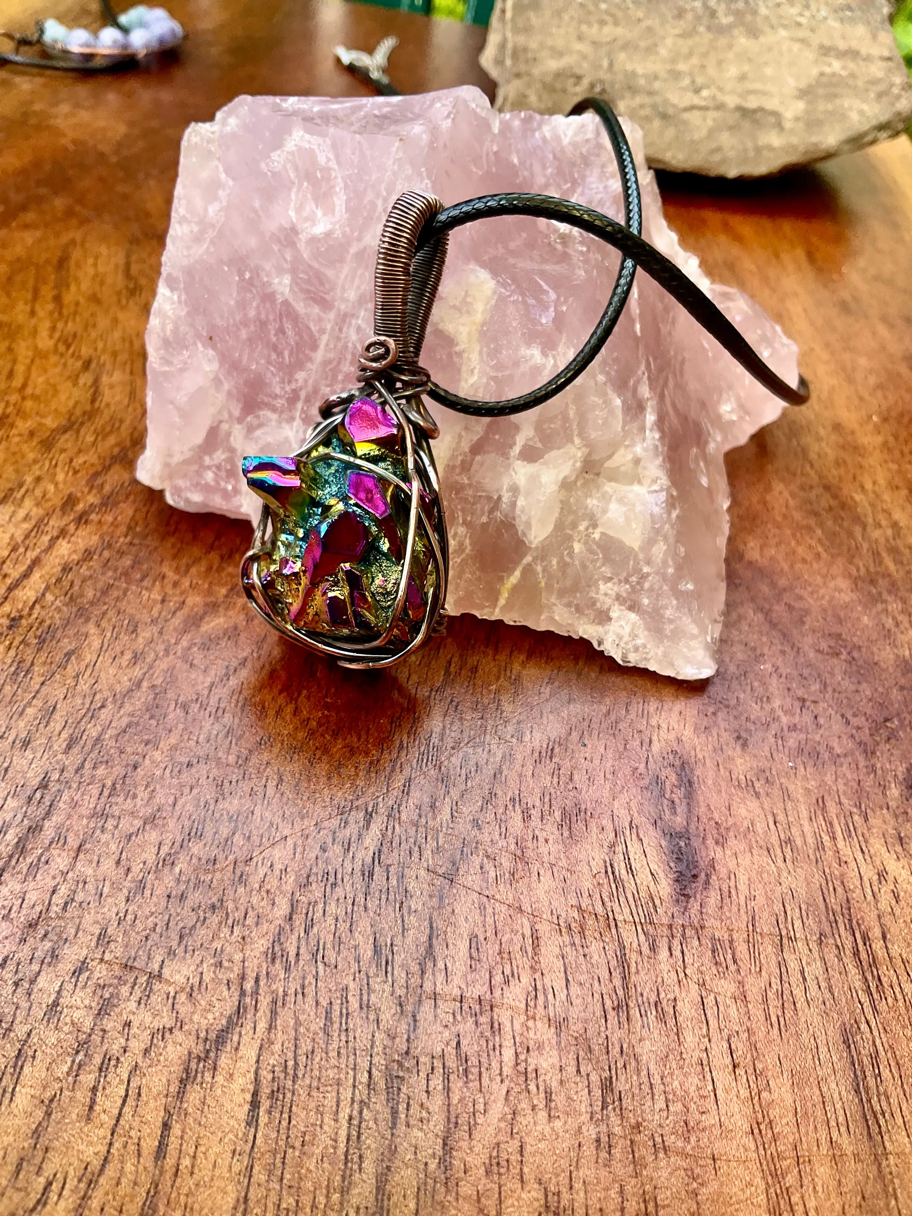 Rainbow Titanium Aura Quartz Pendant