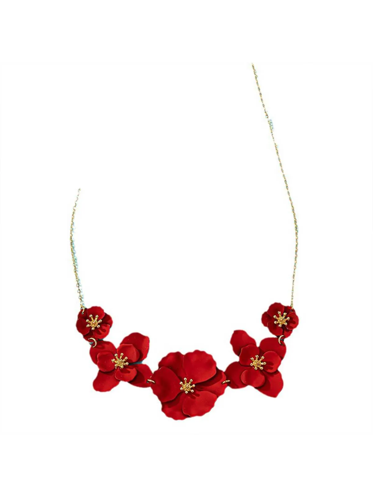 Red Vintage Floral Pendant Necklace