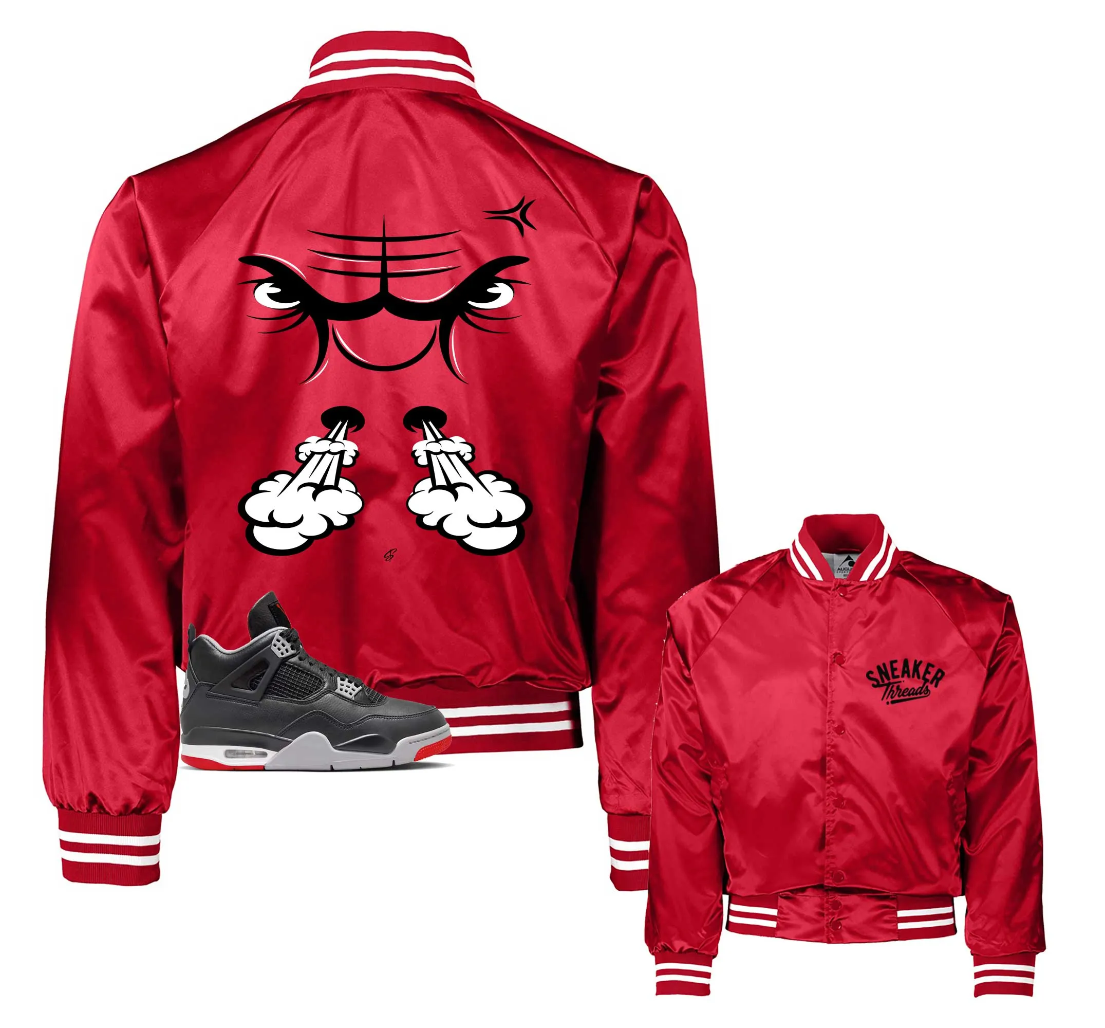 Retro 4 Bred Raging Face Satin Jacket