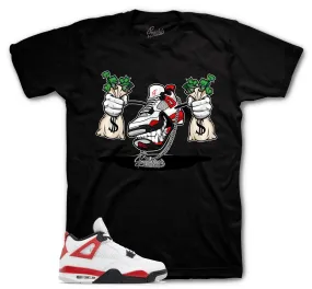 Retro 4 Red Cement Shirt - Fly Kicks - White