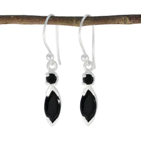 Riyo Beaut 925 Sterling Silver Earring For Sister Black Onyx Earring Bezel Setting Black Earring Dangle Earring