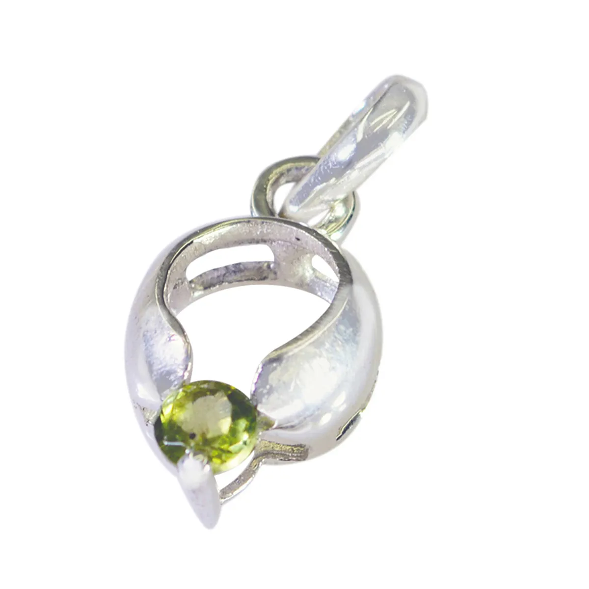 Riyo Beaut Gemstone Round Faceted Green Peridot 947 Sterling Silver Pendant Gift For Teachers Day