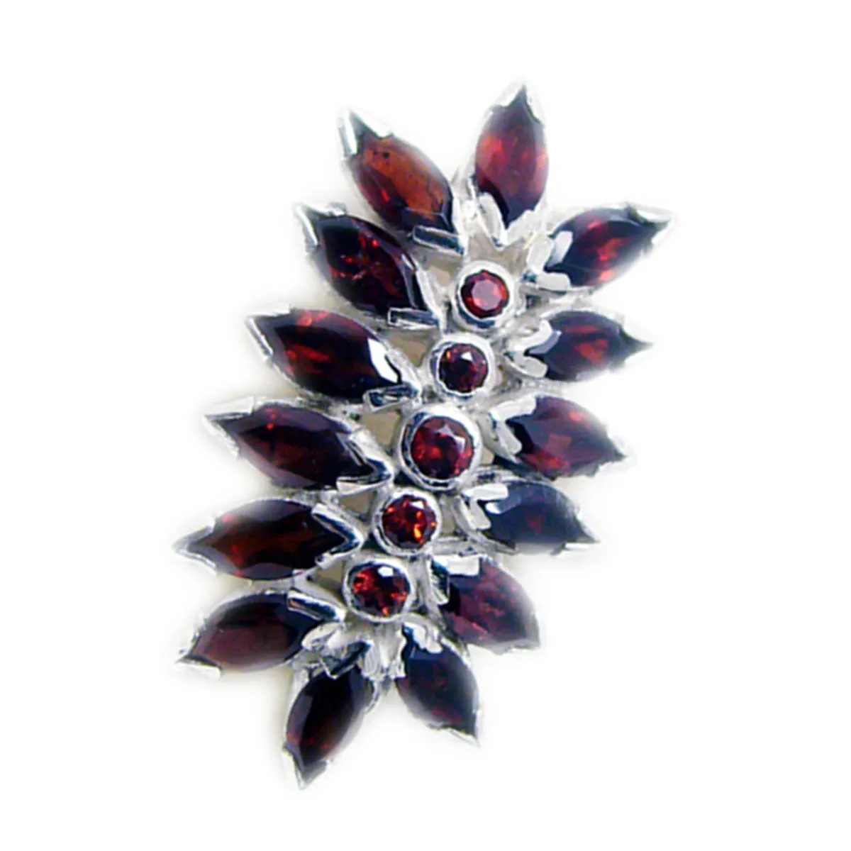 Riyo Bewitching Gemstone Multi Faceted Red Garnet Sterling Silver Pendant Gift For Handmade