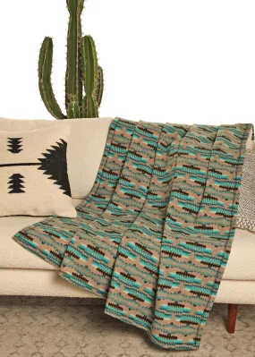 Rock & Roll Denim FLEECE BLANKET AZTEC TEAL