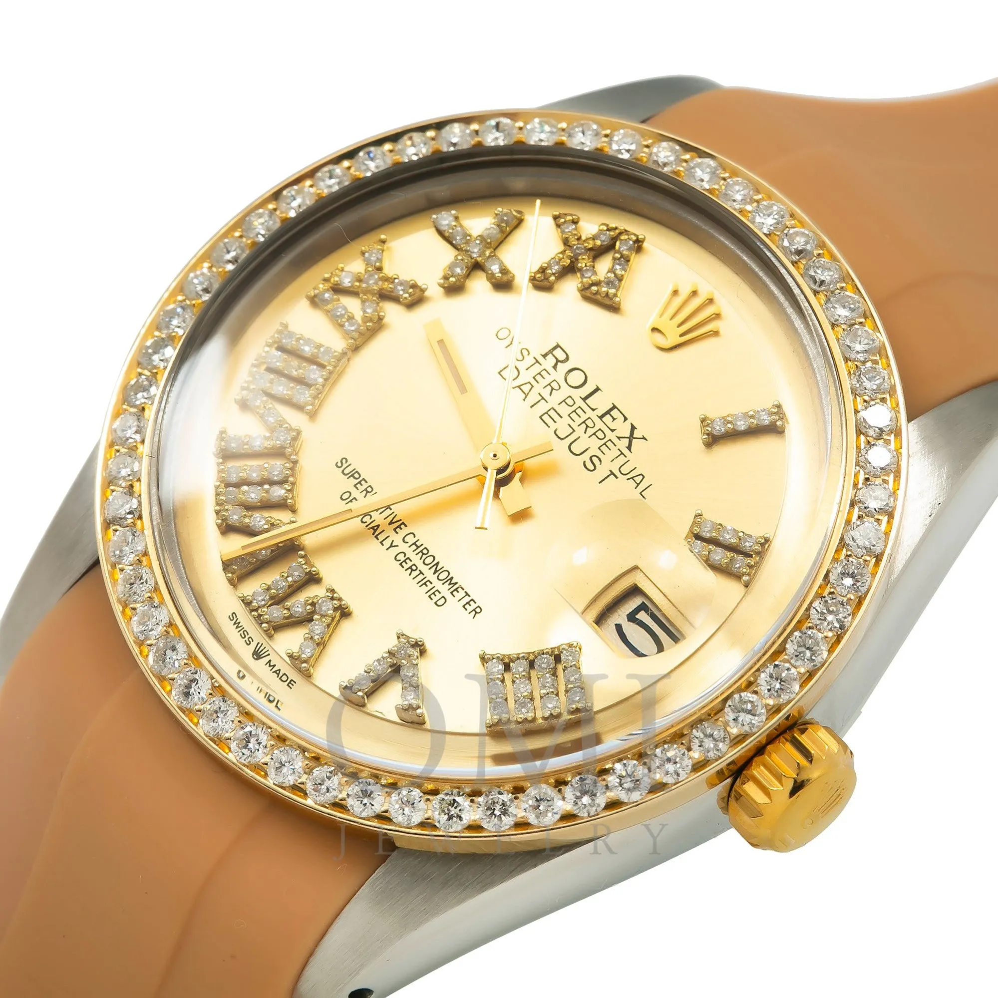 Rolex Datejust 1603 36MM Champagne Diamond Dial With Diamond Bezel