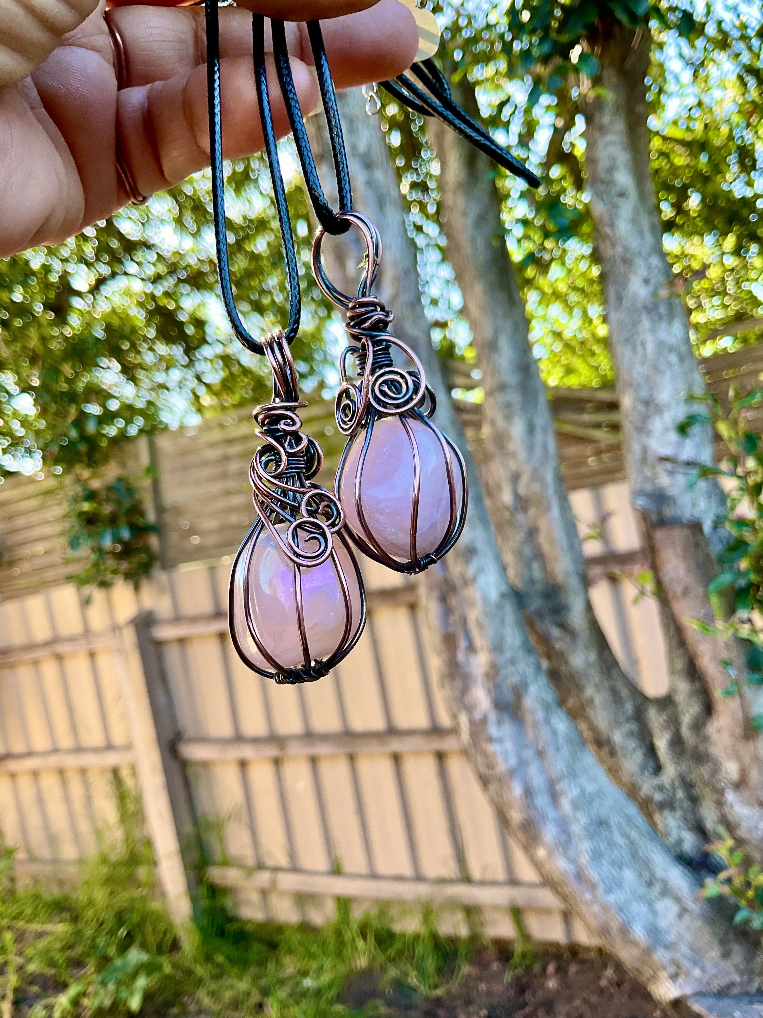 Rose Aura Quartz Pendant