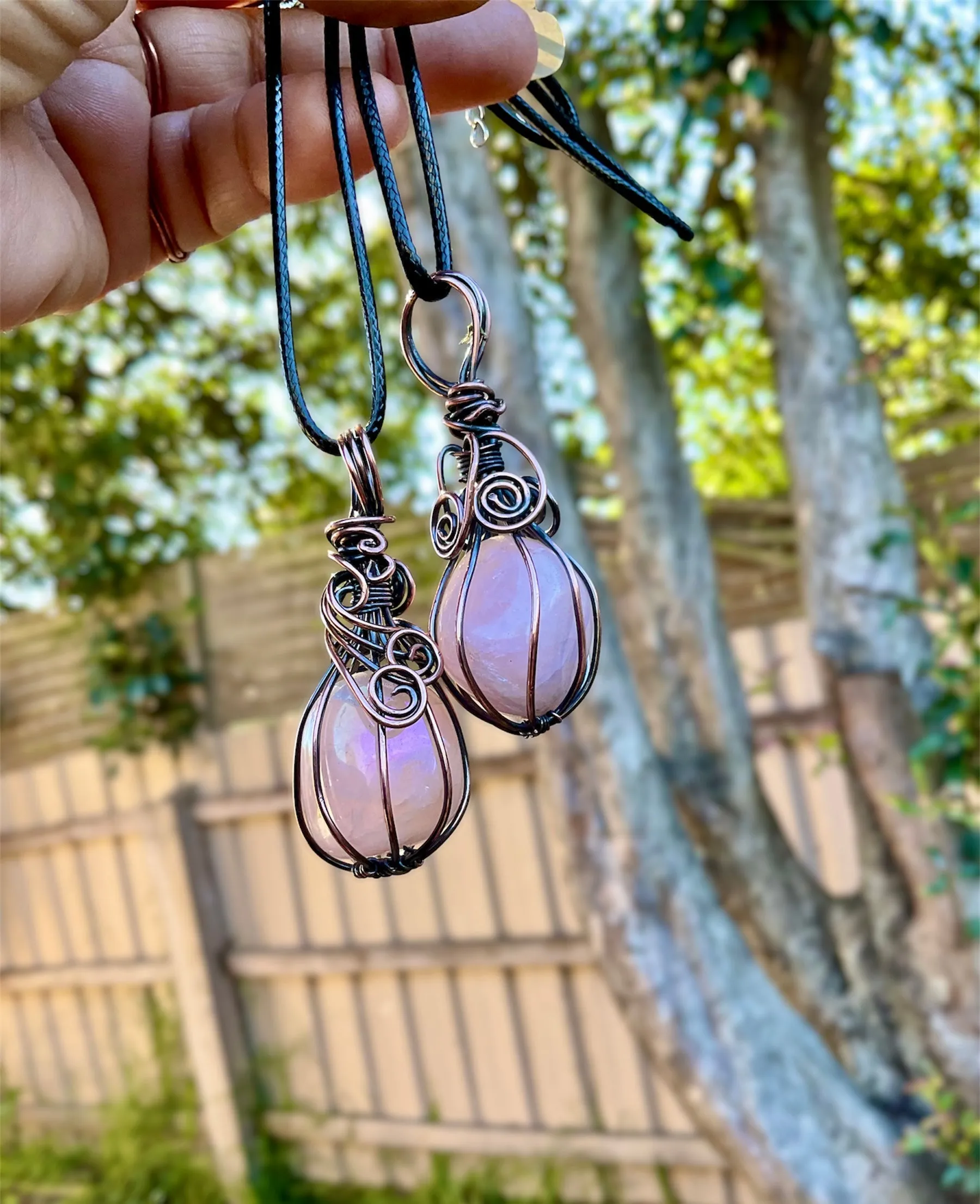 Rose Aura Quartz Pendant