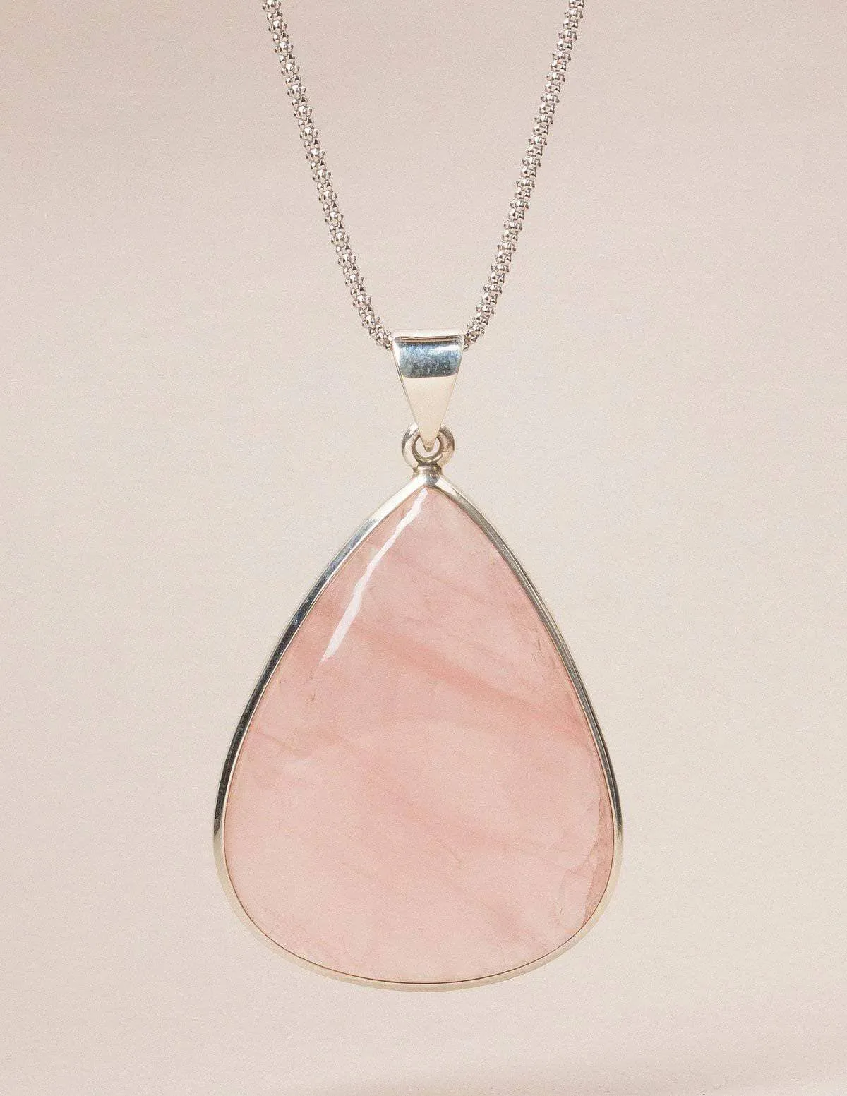 Rose Quartz Teardrop Gemstone Pendant