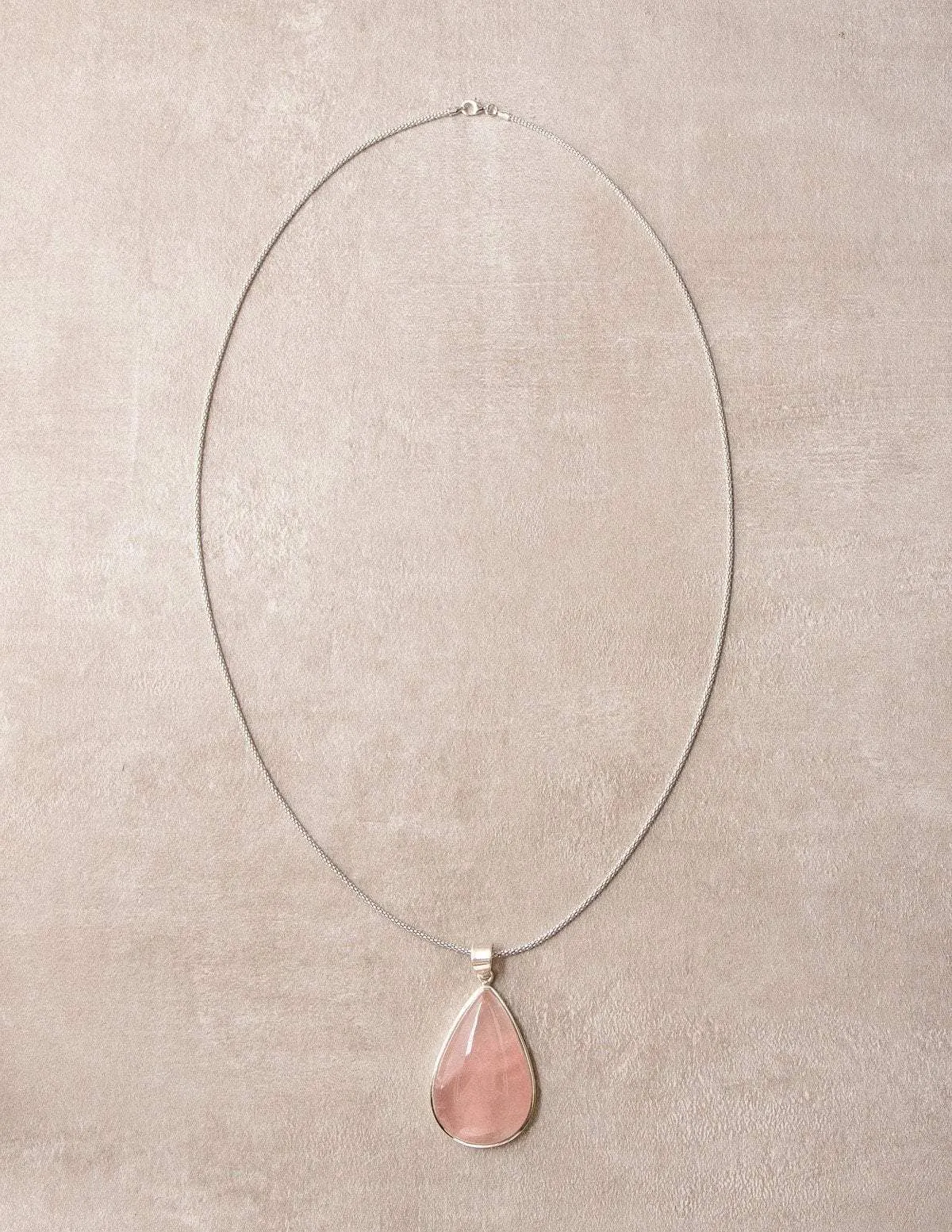 Rose Quartz Teardrop Pendant Necklace