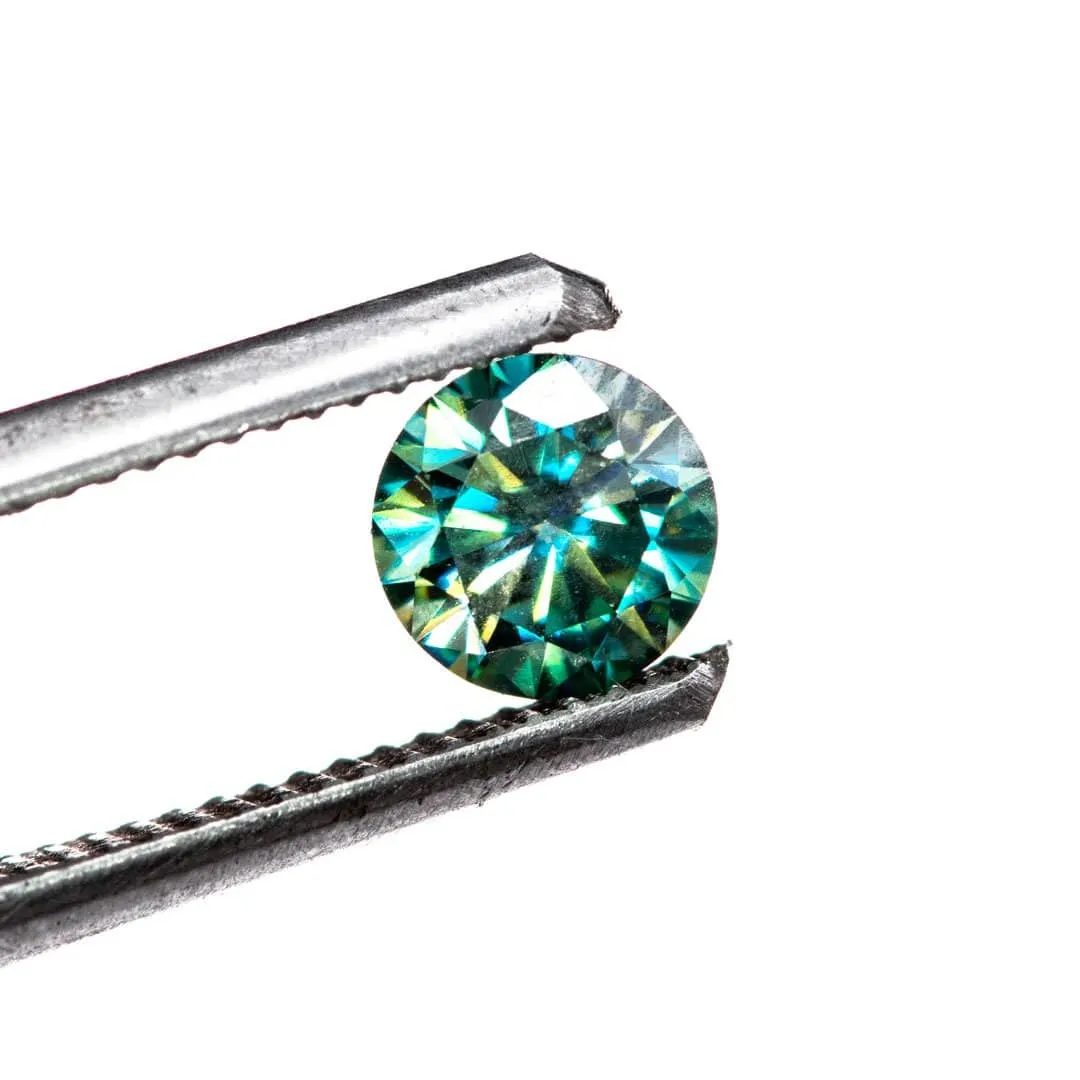 Round Teal Moissanite Loose Stone