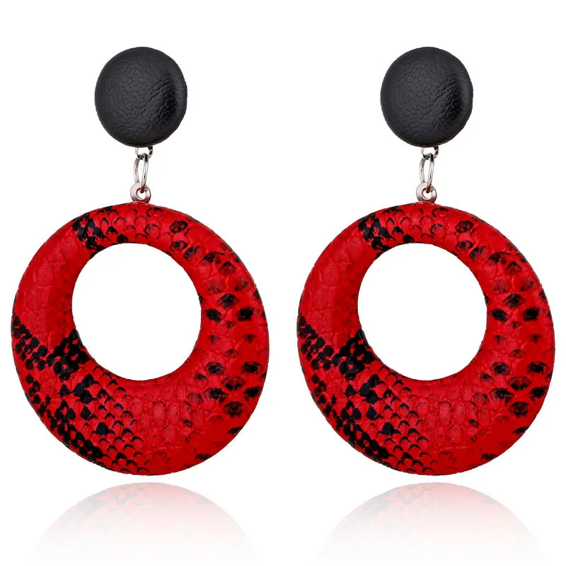 Snake Print Acrylic Small  Hoop Stud Styled Earring -2 Colors