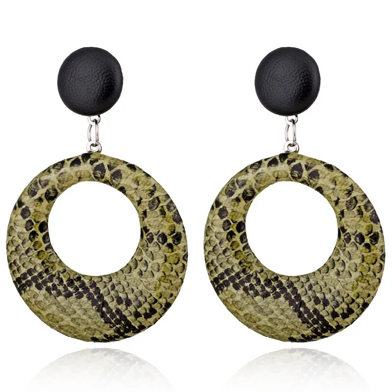 Snake Print Acrylic Small  Hoop Stud Styled Earring -2 Colors