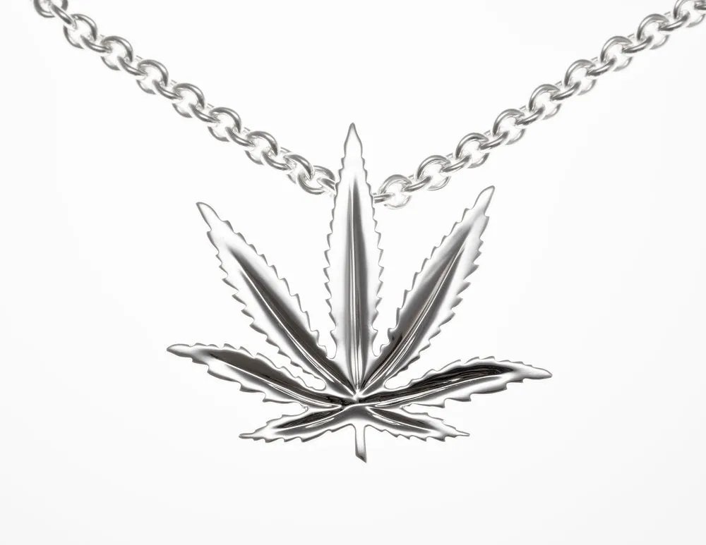 Sterling Silver Sativa Leaf Classic Pendant