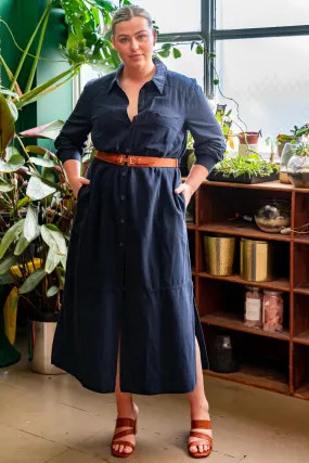 Sweet Dreams Linen Maxi Dress - Navy