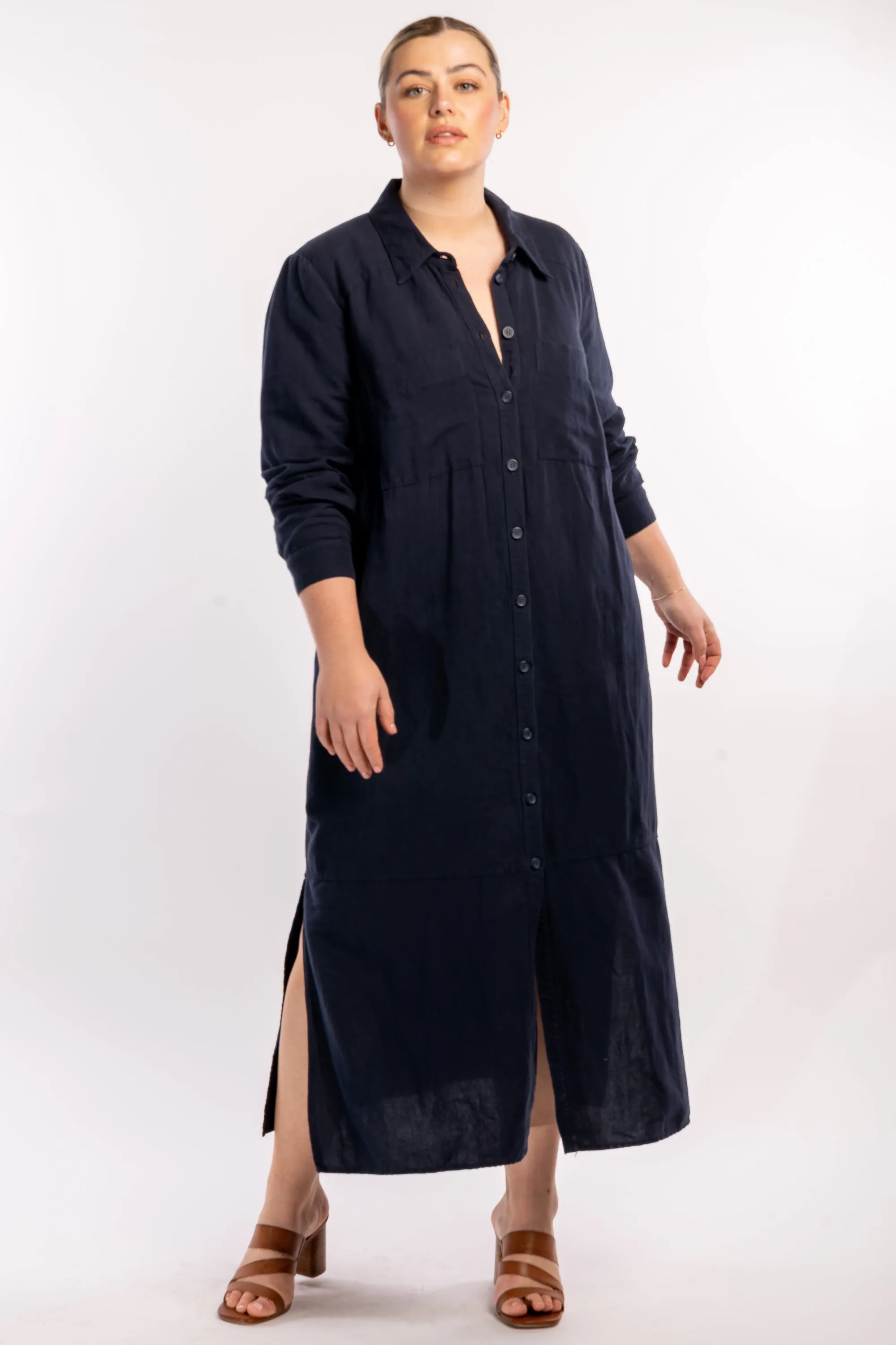 Sweet Dreams Linen Maxi Dress - Navy