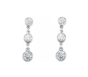 Three Stone Bezel Drop Earrings