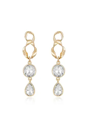 Twisted Gold Crystal Dangle Earrings