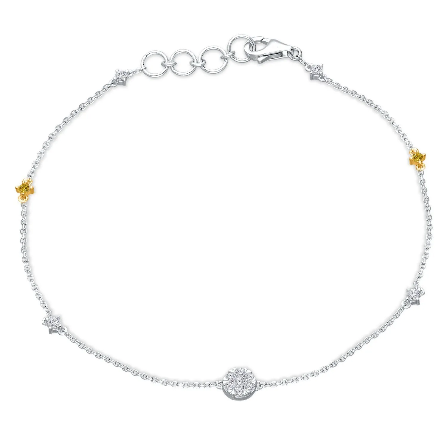 Two Tone Gold Yellow & White Diamond Eternal Baby Bracelet