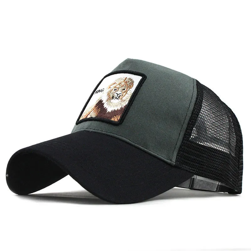 Unisex Cartoon Print Baseball Cap Animal Embroidery Baseball Cap Vintage Adjustable Snapback Hat