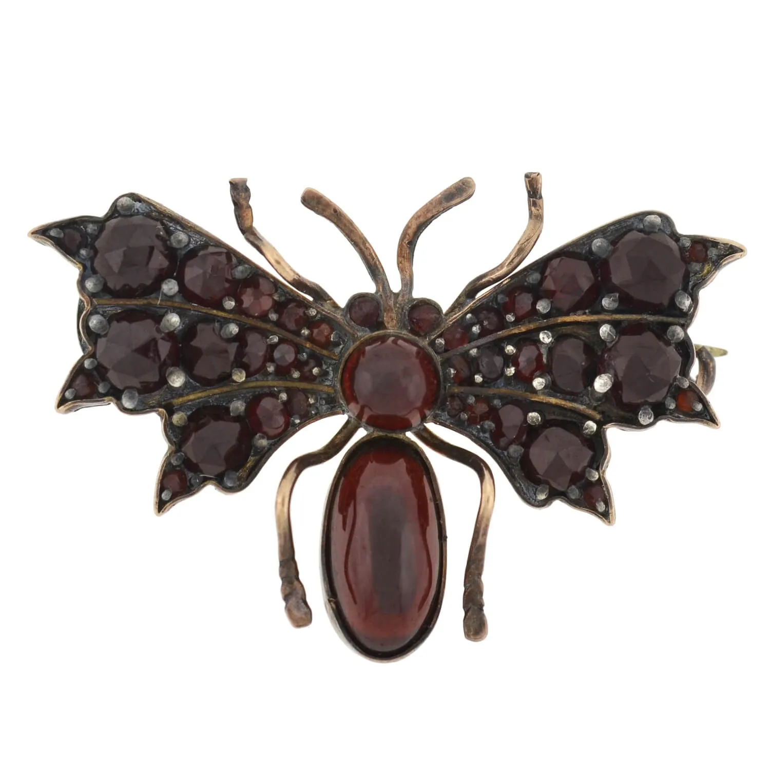 Victorian 10kt Bohemian Garnet Bug Pin