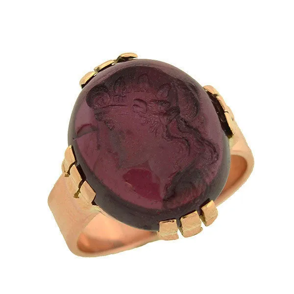 Victorian 18kt Garnet Intaglio Ring