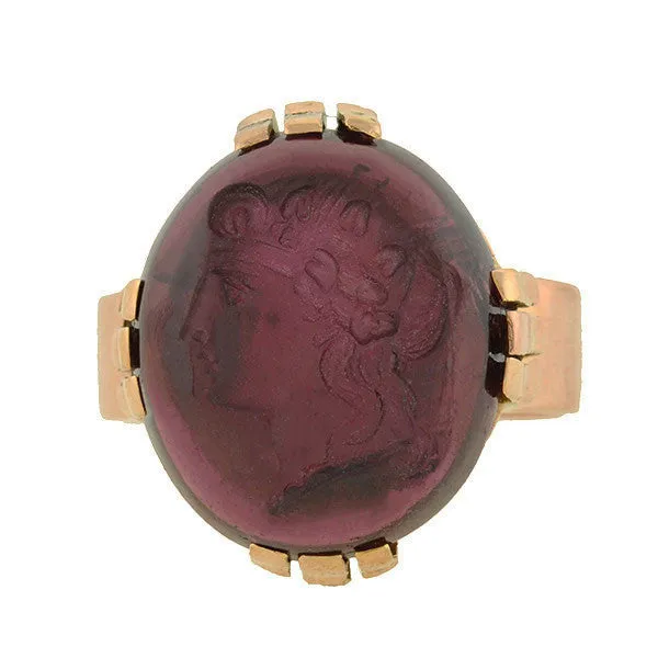 Victorian 18kt Garnet Intaglio Ring