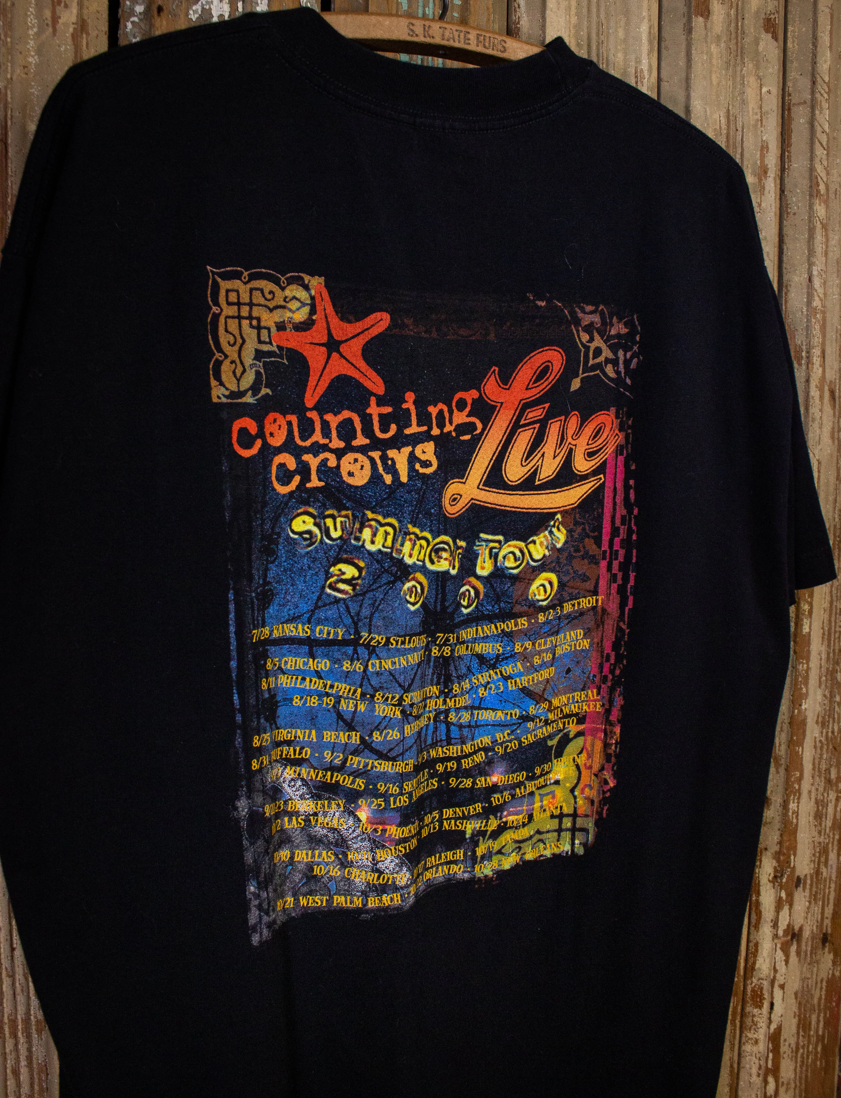 Vintage Counting Crows Summer Tour Concert T Shirt 2000 Black XL