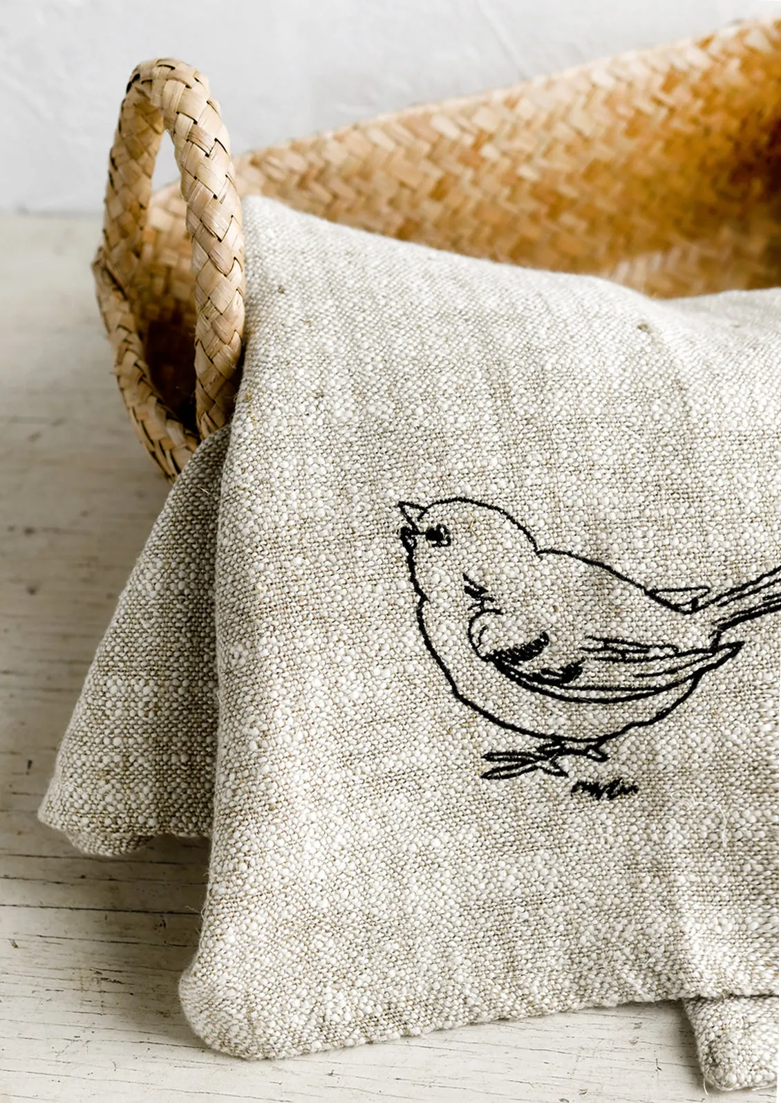 Whimsical Embroidered Tea Towel