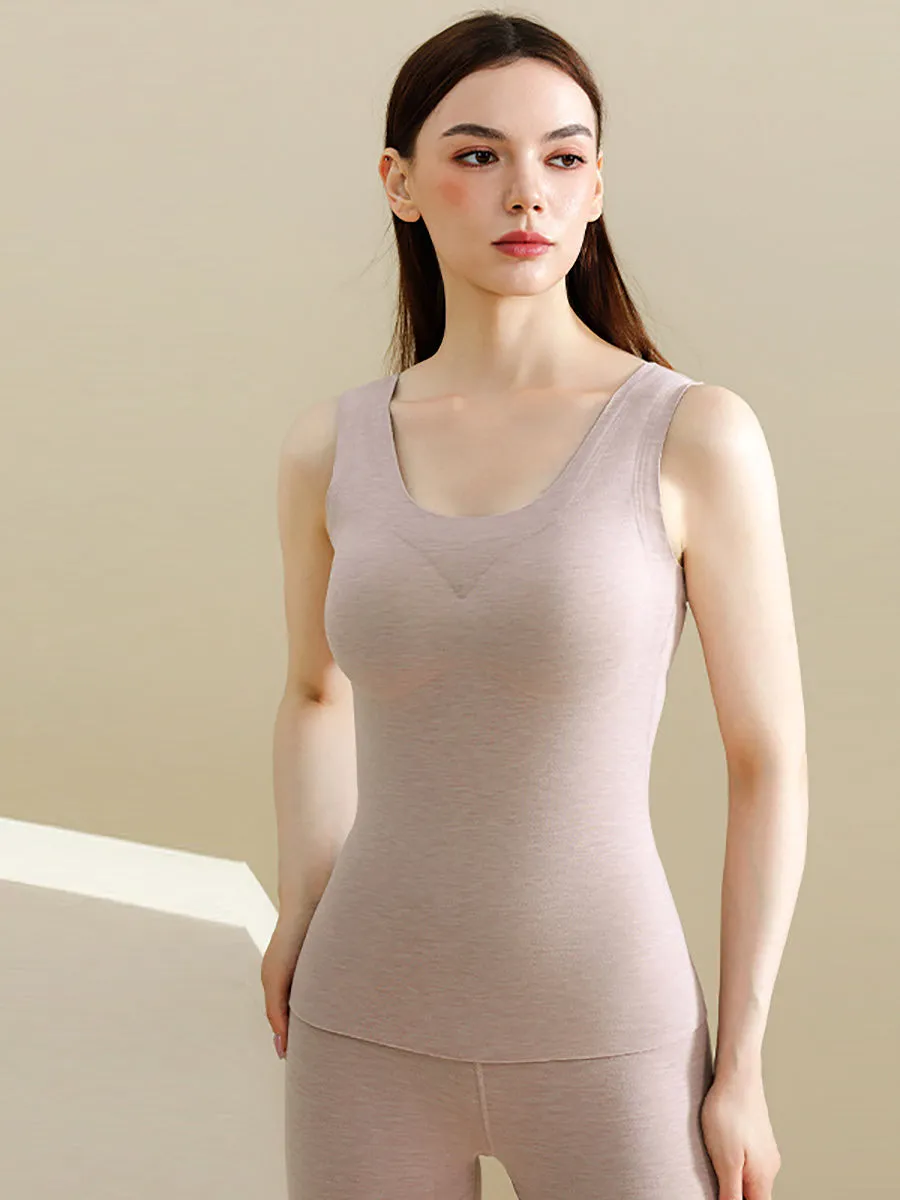 Women Winter Seamless Warm With Breast Pads Vest