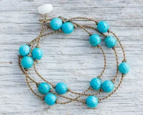 Wrap-1116-Turquoise Howlite Faceted Round Medium