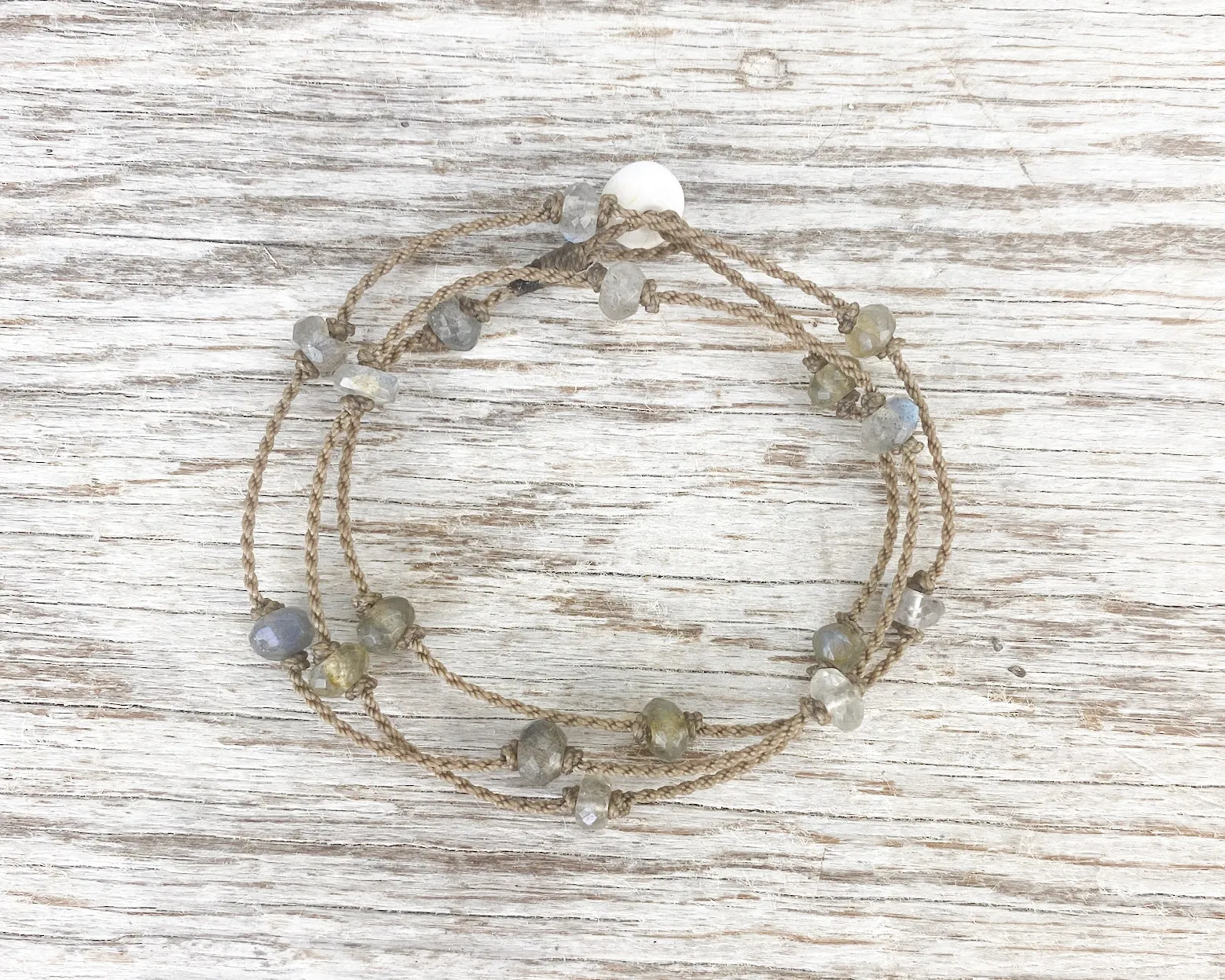 Wrap-1786-Labradorite Faceted Rondelle Petite