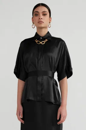 Yafiz Silk Shirt in Noir