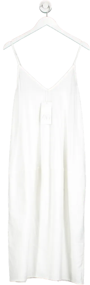 ZARA White Loose Fit Midi Dress UK S